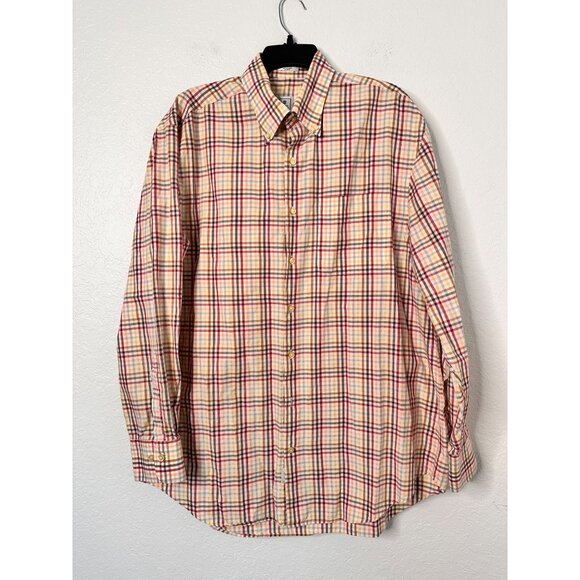 Peter Millar Mens Large Plaid Multi-Color Button Down Shirt 100% Cotton L/Sleeve - Picture 1 of 5